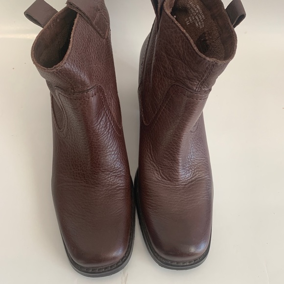 Nine West Brown Leather Booties Square Toe - sz 6 - Picture 4 of 6